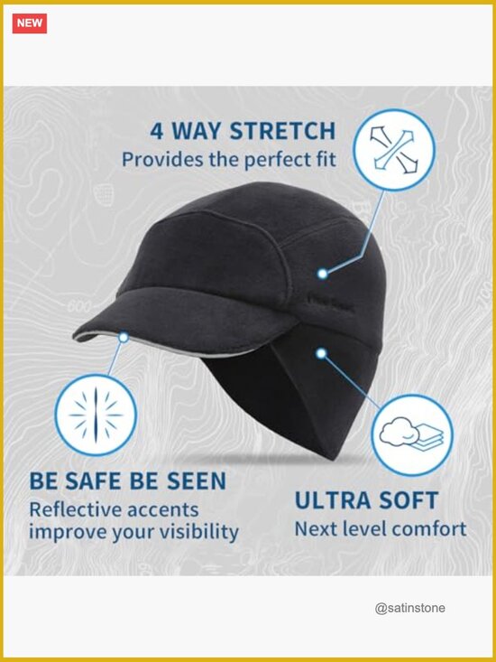 Fleece Ponytail Hat with Ear Warmer Reflective Winter Hat for Workouts main image 4